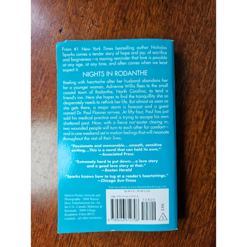 Nights in Rodanthe by Nicholas Sparks Mass Market Paperback Movie Cover 2008 - Picture 2 of 4